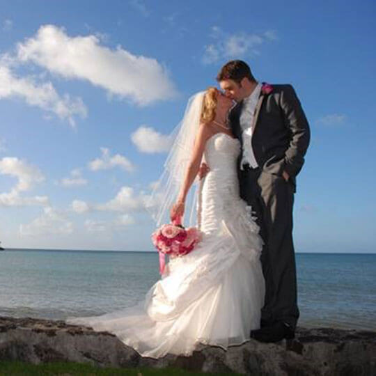 Louise getting married on the beach in st lucia.