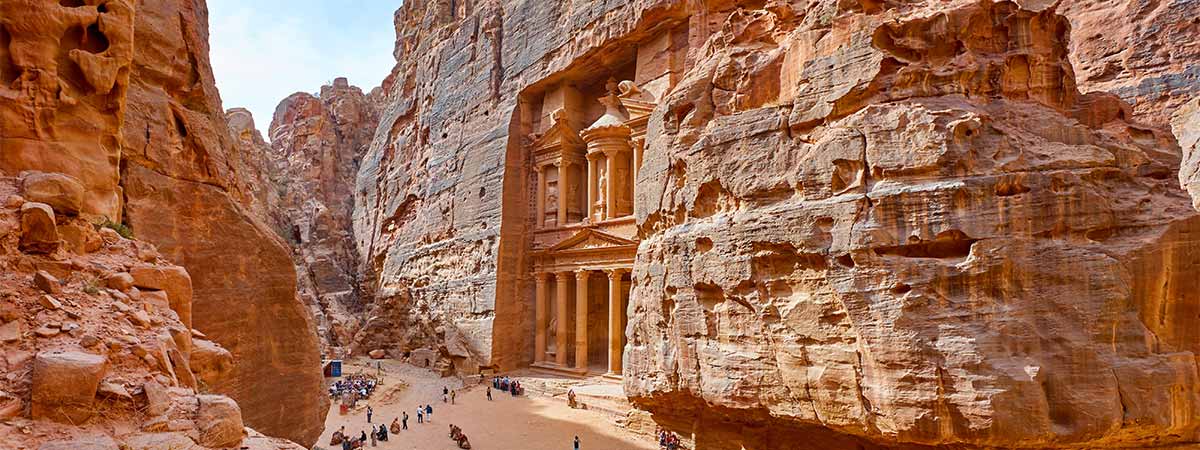 The famous valley and carvings of petra, on holiday in Jordan.
